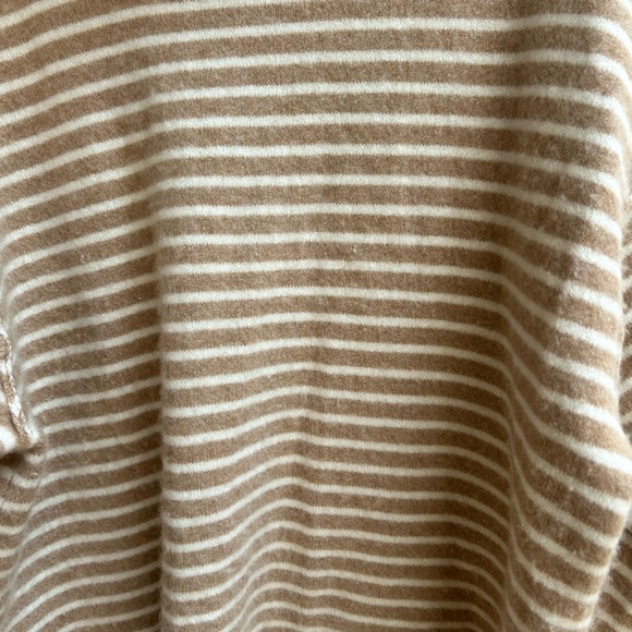 Free People Striped Oversized Cowl Neck Sweater - Size Large, Tan/White - Picture 2 of 10